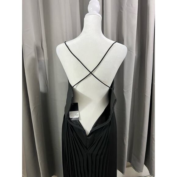 Nwt 550 Nicholas Black Long Pleated Formal Prom Homecoming Dress - Picture 6 of 8